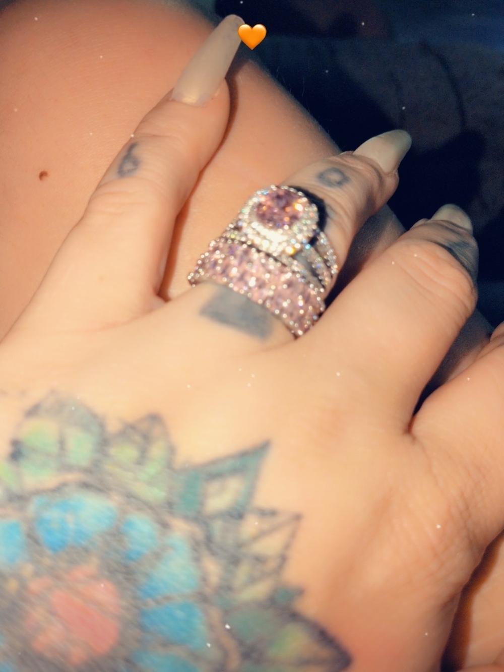 Source Unknown Pink Cubic Zirconia Bridal Ring Set